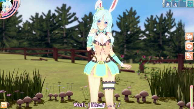 【3D】可愛的兔女郎在草地上玩耍